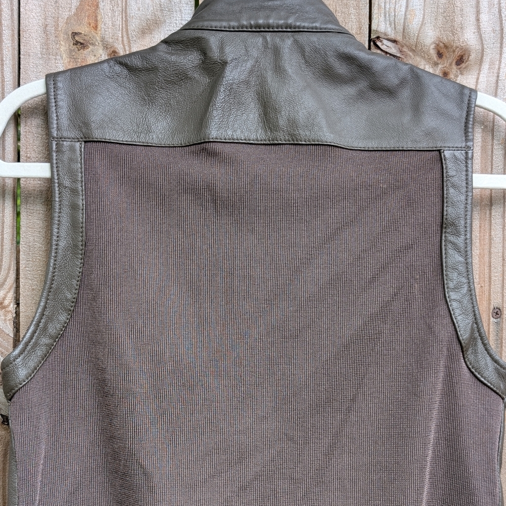 Nygard Collection Brown Leather Steampunk Style Vest Hook Closure Button Detail - Picture 11 of 14